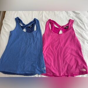 Bundle of 2 The North Face Women's Blue and Pink Tank Tops size medium